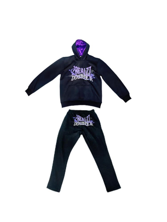 Urban Streetwear Tracksuit - Black & Purple