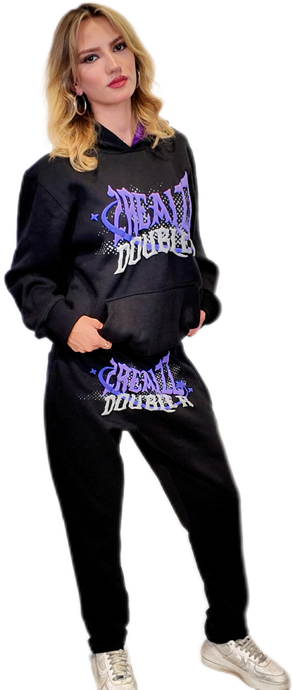 Urban Streetwear Tracksuit - Black & Purple